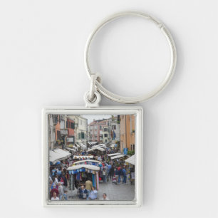 Tourists in a street market, Venice, Italy Key Ring
