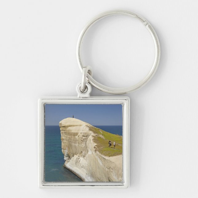 Tourists on cliff top at Tunnel Beach Key Ring (Front)