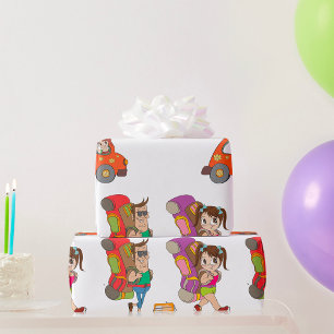 Tourists With Backpacks Travelling Wrapping Paper