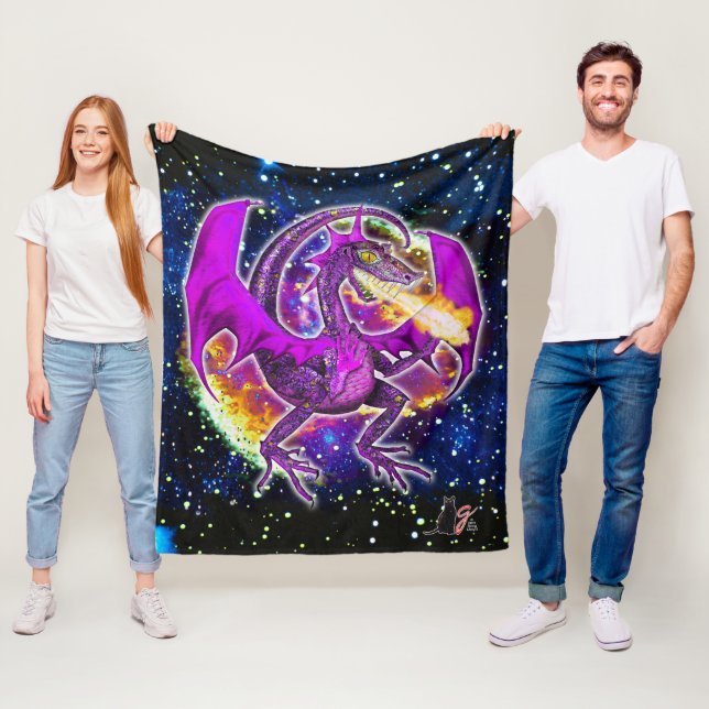 Tourmaline Cosmic Dragon Fleece Blanket (In Situ)
