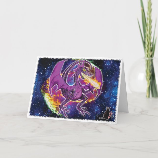 Tourmaline Cosmic Dragon Greeting Card (Front)