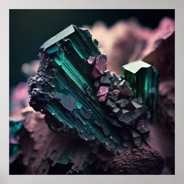 Tourmaline Ore Macro Poster - Pegmatite Deposit Pr (Front)