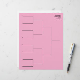 Tournament draw template print sheet for 8 players custom letterhead