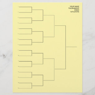 Tournament draw template sheet for 16 players custom letterhead