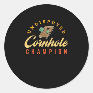 Tournament Win Cornhole Champ Classic Round Sticker