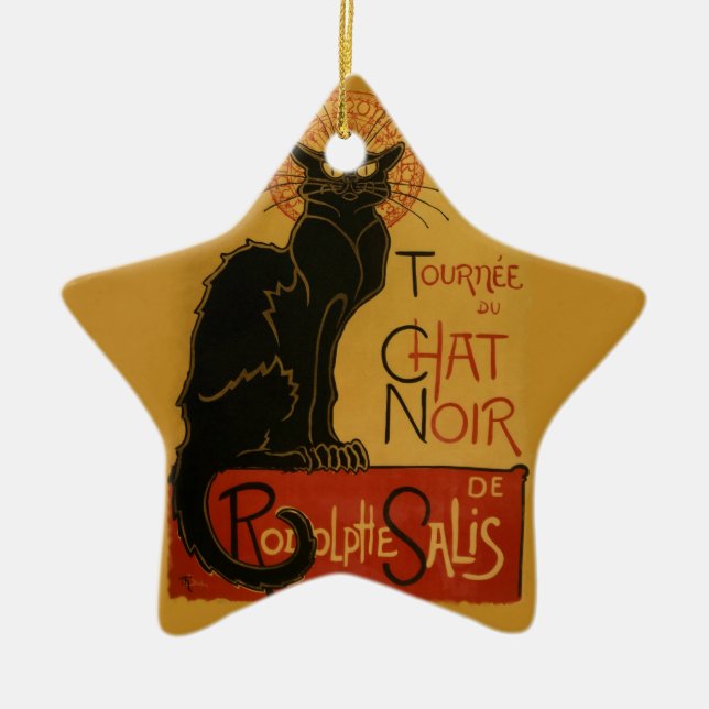 Tournee de Chat Noir Black Cat Ceramic Tree Decoration (Front)