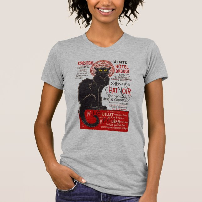 Tournee du Chat Noir French Art Nouveau Black Cat T-Shirt (Front)