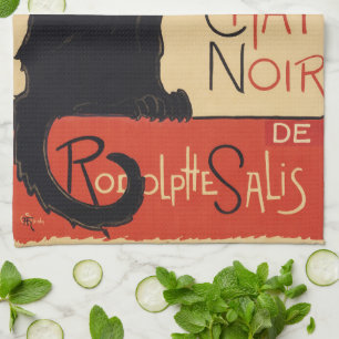 Tournee du Chat Noir Vintage Black Cat Art Nouveau Tea Towel