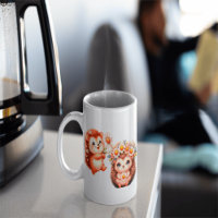  Tow cuteRomantic Floral Hedgehog Duo Illustration