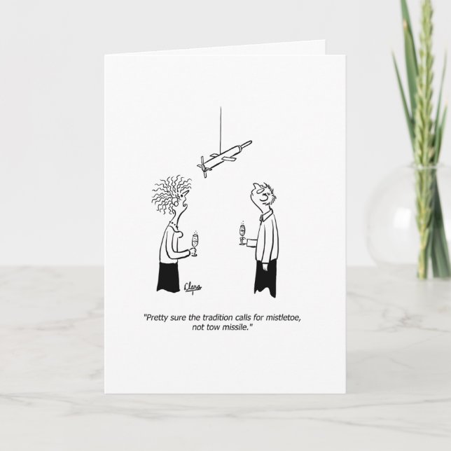 Tow missile or mistletoe New Year's greeting card (Front)