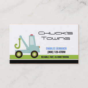 Tow Truck Automotive Business Card Template Green
