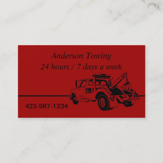 Tow Truck  Business Card (Front)