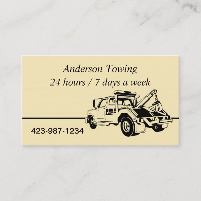 Tow Truck  Business Card (Front)