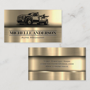Tow Truck   Metallic Background Business Card