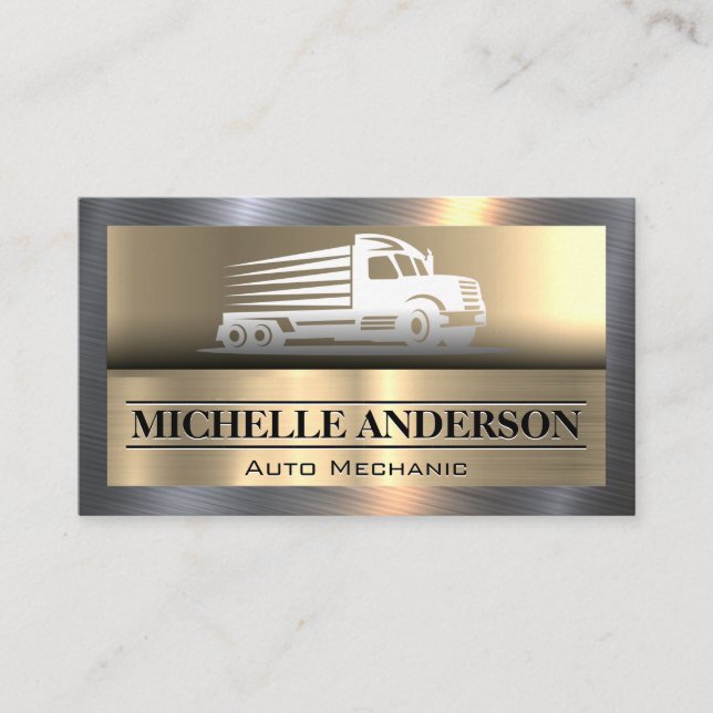 Tow Truck | Metallic | Steel Shine Business Card (Front)