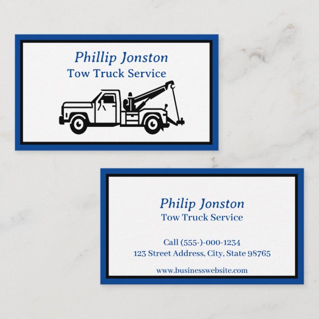 Tow Truck Services  Business Card (Front/Back)