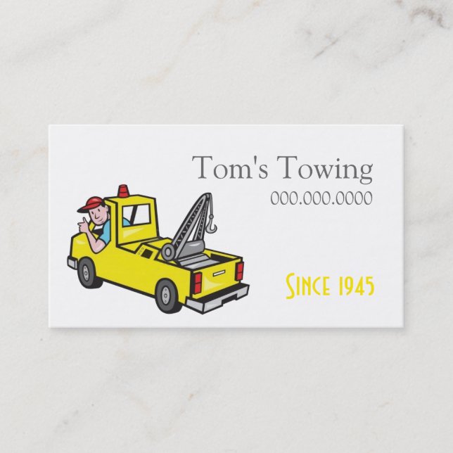 Tow Truck Towing Business Card Road Service (Front)