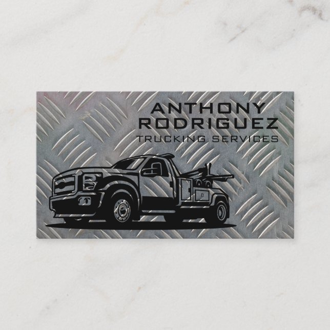 Tow Truck Vehicle | Steel Plate Business Card (Front)