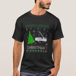 Tow Truck Xmas Tree Lighting Ugly Christmas Sweate T-Shirt