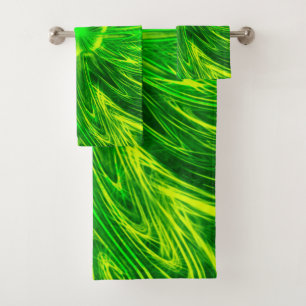 Towel Abstract Lines Green Flower