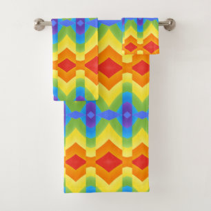 Towel, An elegant classic colourful fabric pattern Bath Towel Set