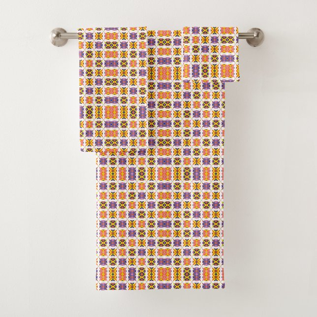 Towel and washcloth set with colorful geometric  (Creator Uploaded)