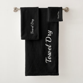  Towel Dry Black and White 3 Piece Bath Towel Set