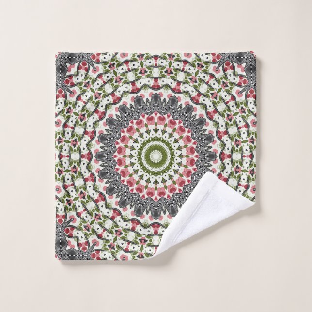 Towel Mandala round pattern kaleidoscope retro (Wash Cloth)
