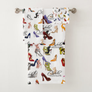 Towel Set Cinderella Quote Shoes Heels Pumps