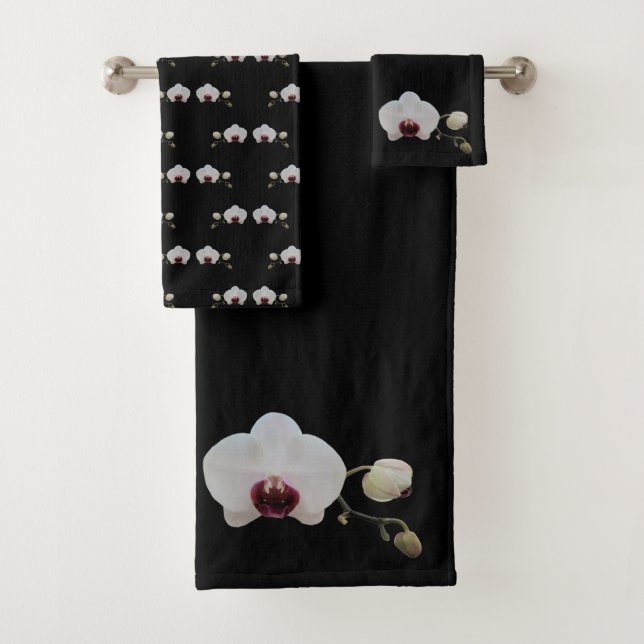Towel Set - Ruby-Lipped White Orchid (Insitu)