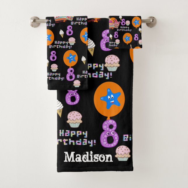 Towel Sets, #8 Happy 8th Birthday (Insitu)