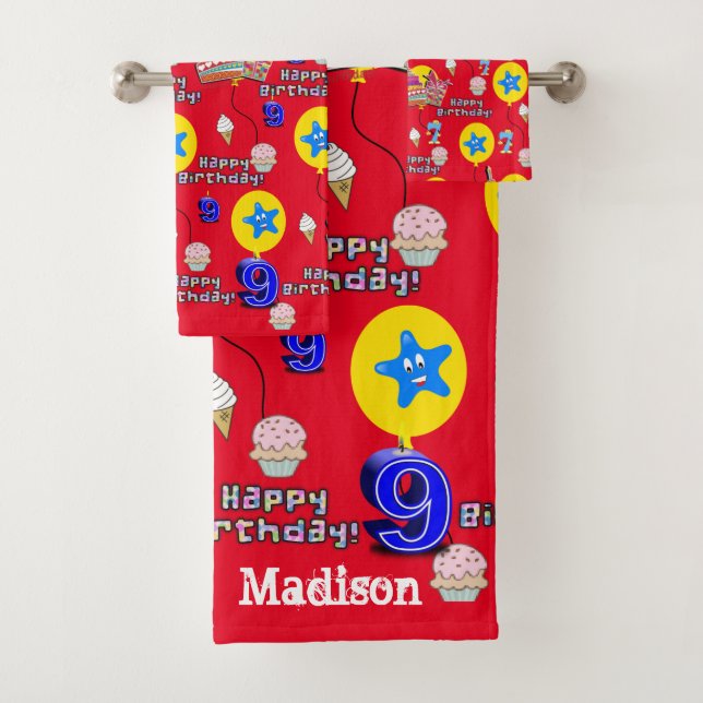 Towel Sets, #9 Happy 9th Birthday (Insitu)
