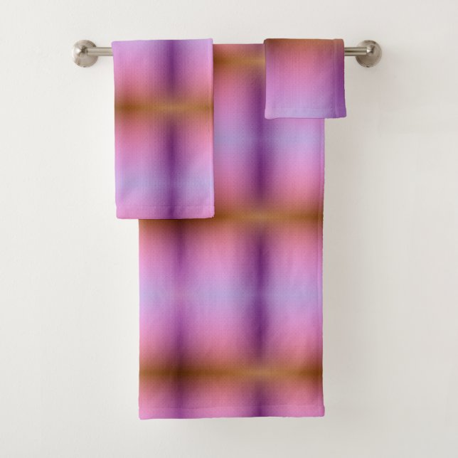Towels on a rod with a vibrant gradient design (Insitu)