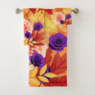 Towels with Fall Leaves and Flowers