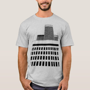 Tower-Block Windows Pattern in Black and White T-Shirt