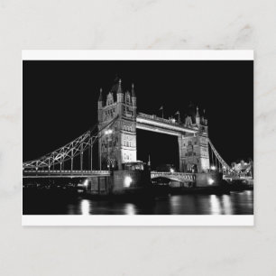 Tower Bridge at Night black and white image Postcard