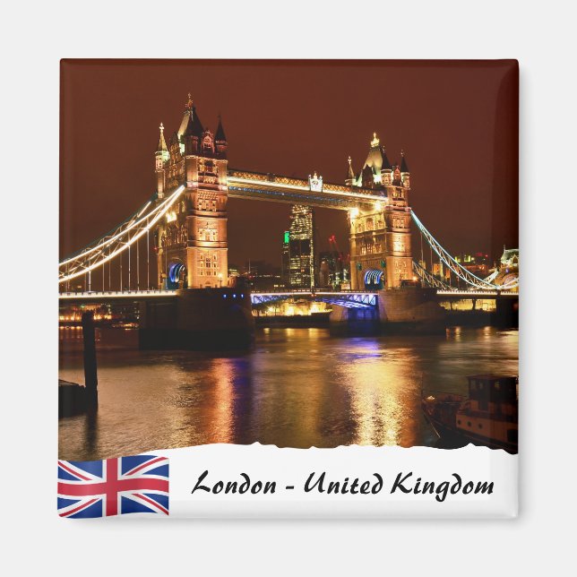 Tower Bridge at Night, Famous London Magnet (Front)