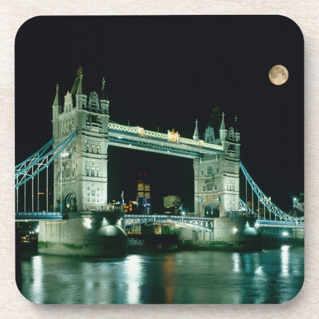 Tower Bridge at Night, London, England Coaster (Front)