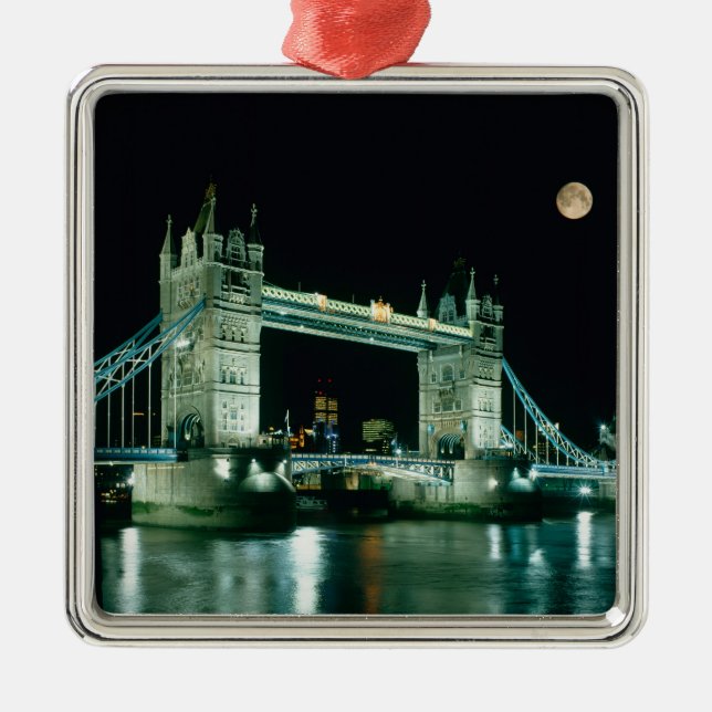 Tower Bridge at Night, London, England Metal Tree Decoration (Front)