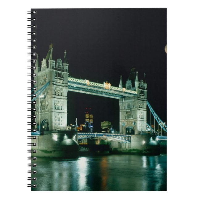 Tower Bridge at Night, London, England Spiral Notebook (Front)