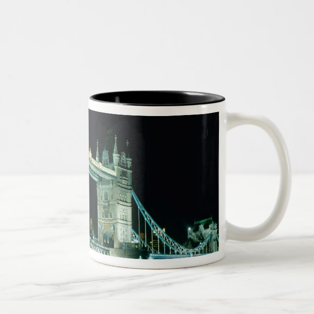 Tower Bridge at Night, London, England Two-Tone Coffee Mug (Right)