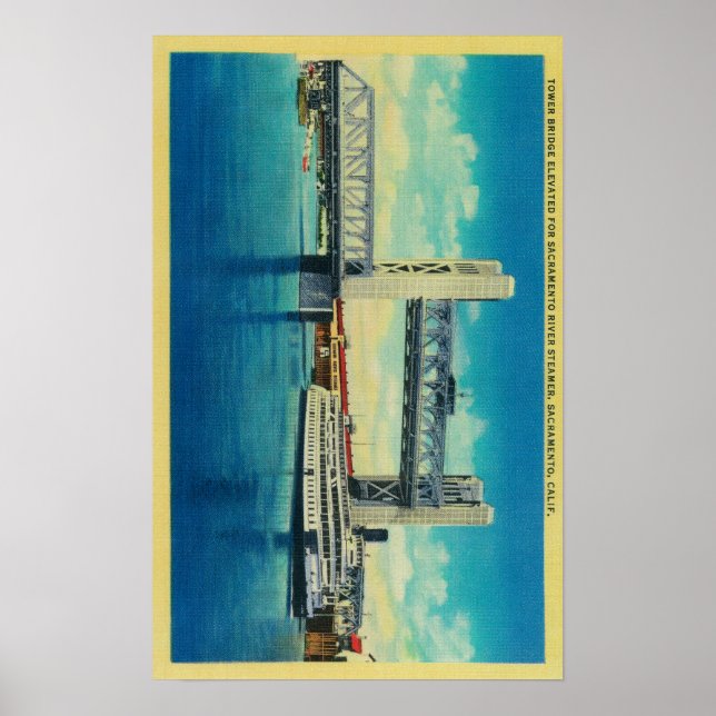 Tower Bridge Elevated for Sacramento River Poster (Front)