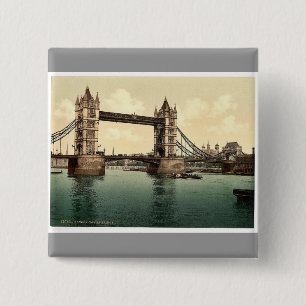 Tower Bridge, III. (open), London, England rare Ph 15 Cm Square Badge