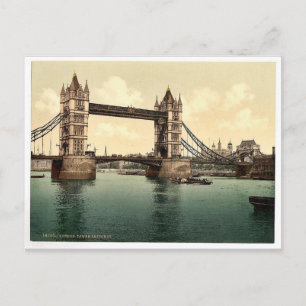 Tower Bridge, III. (open), London, England rare Ph Postcard