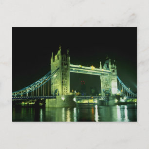 Tower Bridge illuminated in the evening, London, E Postcard