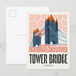 Tower Bridge London abstract travel floral art Postcard