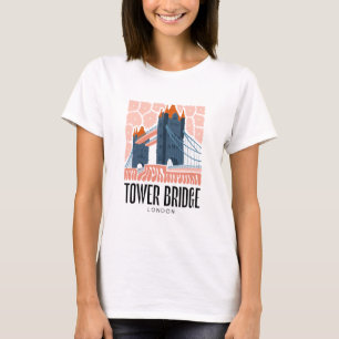 Tower Bridge London abstract travel floral art T-Shirt