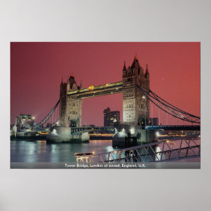 Tower Bridge, London at sunset, England, U.K. Poster