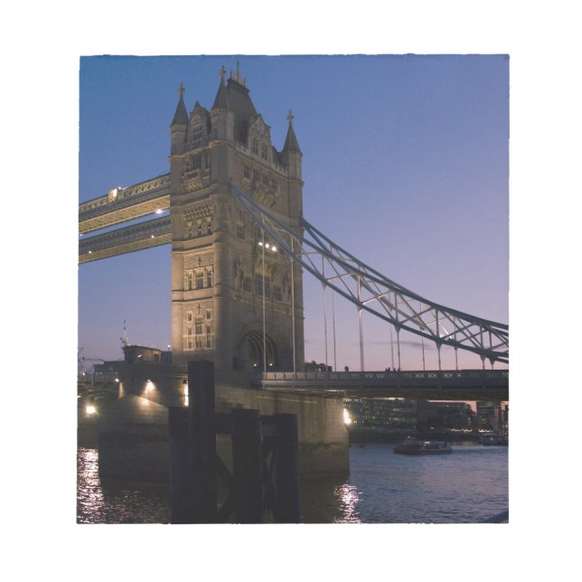 Tower Bridge London England Water Night City Notepad (Front)