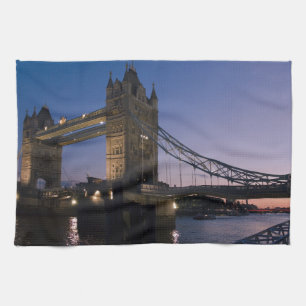 Tower Bridge London England Water Night City Tea Towel